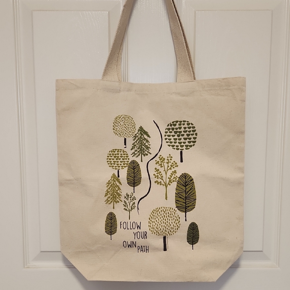 Canvas Tote Bag with Tree Design